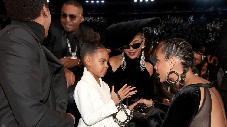 Jay-Z, Blue Ivy, Beyonce e Alicia Keys na plateia do Grammy 2018 - Getty Images - Getty Images