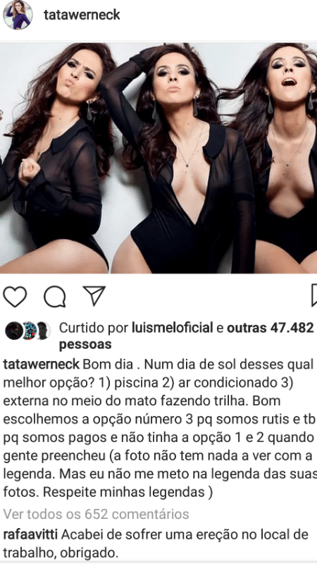 Rafael Vitti faz comentário inusitado no post de Tatá Werneck - Reprodução/Instagram - Reprodução/Instagram