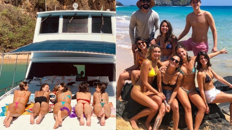 Sasha, a primeira da foto da esquerda, curte passeio de barco com amigas em Fernando de Noronha - Reprodução/Instagram