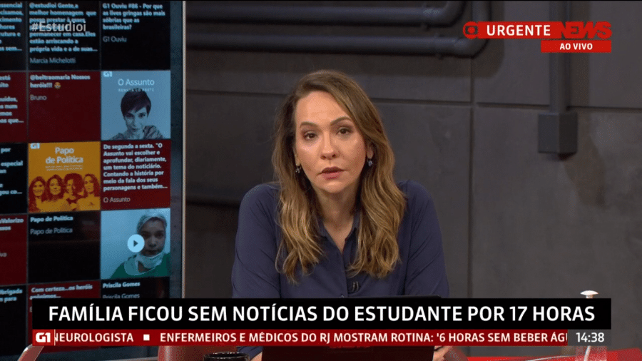 19.mai.2020 - A jornalista Maria Beltrão apresenta o "Estúdio i", noticiário vespertino da GloboNews - Reprodução/GloboNews