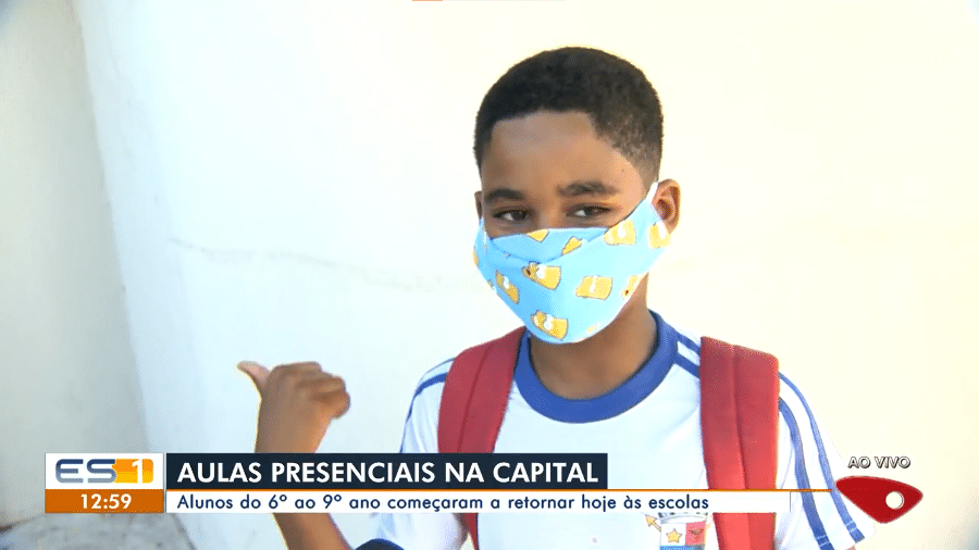 Ryan, do 6º ano, foi entrevistado no ESTV, mas não estava nada contente com a situação - Reprodução/Globoplay