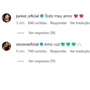 Xororó e Junior deixam mensagem de apoio para Sandy e Lucas Lima