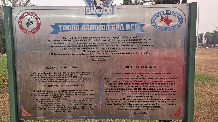 História do Touro Bandido registrada no Parque do Peão de Barretos