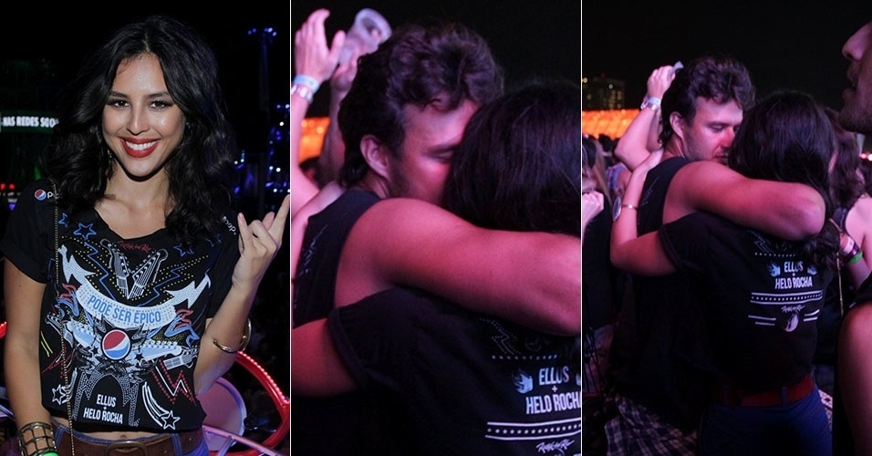 26.set.2015 - Yanna Lavigne beija o ator Nando Rodrigues no sexto dia de Rock in Rio