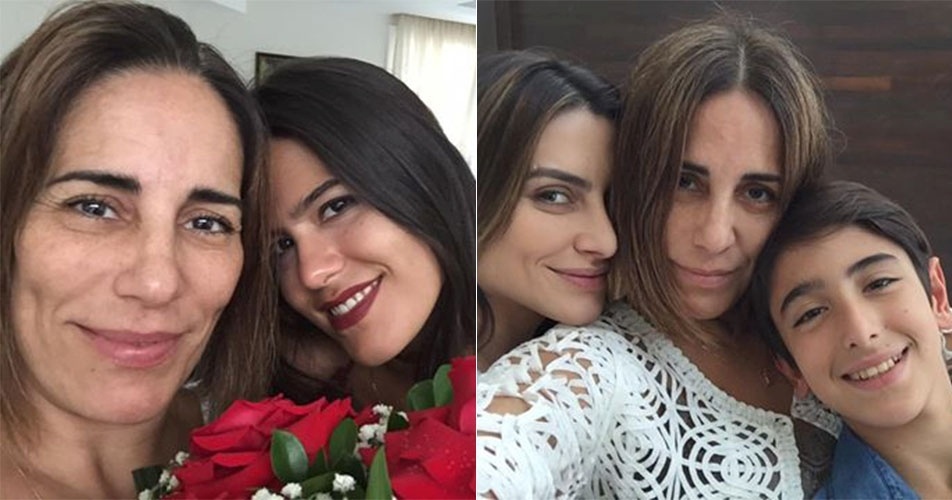 8.mai.2016 - Gloria Pires comemora o Dia das Mães ao lado dos filhos, Antonia, Cleo e Bento. No Facebook, a atriz mostra fotos ao lado dos herdeiros. "Chegando, com tudo! Muito feliz!", disse a atriz, que ganhou um buquê de rosas - Reprodução/Facebook/Gloria Pires