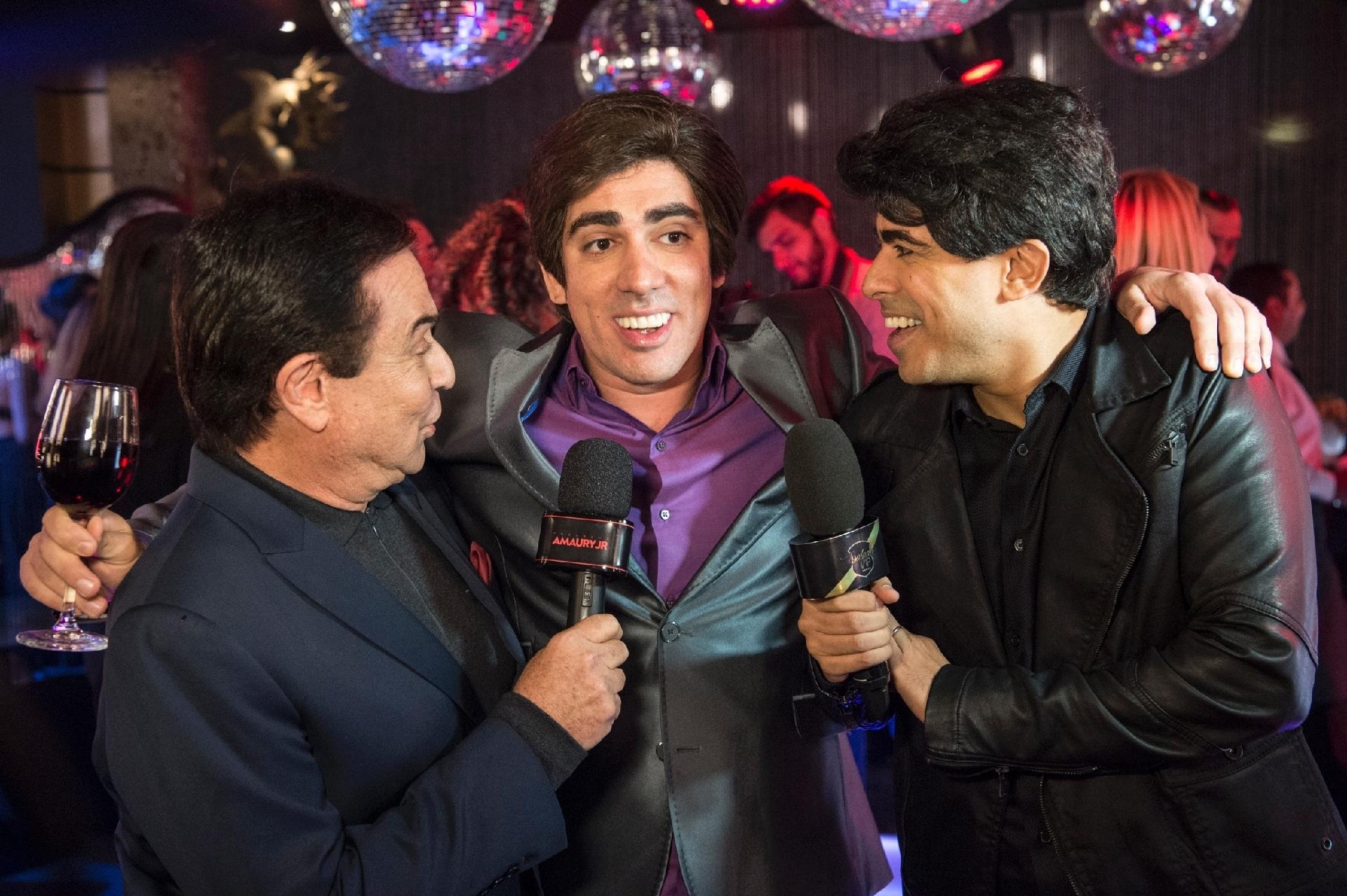 O apresentador Amaury Jr. gravou participação especial no humorístico "Tá no Ar" no quadro "Balada Vip", com Tony Karlakian (Marcelo Adnet) e Rick Matarazzo (Marcius Melhem) - Estevam Avellar/TV Globo