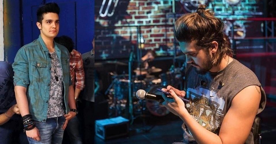 Luan Santana mudou bastante de visual desde o início de sua carreira. Além dos cabelos, que estão maiores, e da barba, ele decidiu investir na malhação - Wanessa Soares/UOL e Reprodução/Instagram