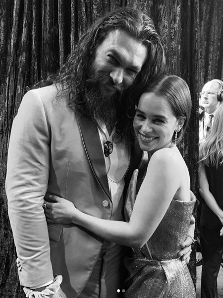 Jason Momoa e Emilia Clarke se reúnem nos bastidores do Oscar 2019 - Reprodução/Instagram