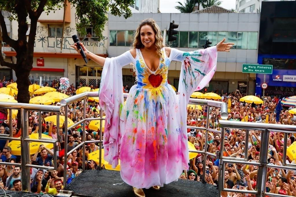 Daniela Mercury no bloco Pipoca da Rainha, na rua da Consolação, em São Paulo - Marcelo Justo/UOL
