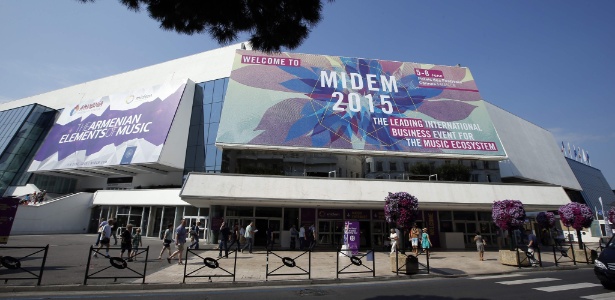 5.jun.2016 - Fachada da feira Midem, no Palácio dos Festivais, em Cannes, na França - Valery Hache/AFP Photo