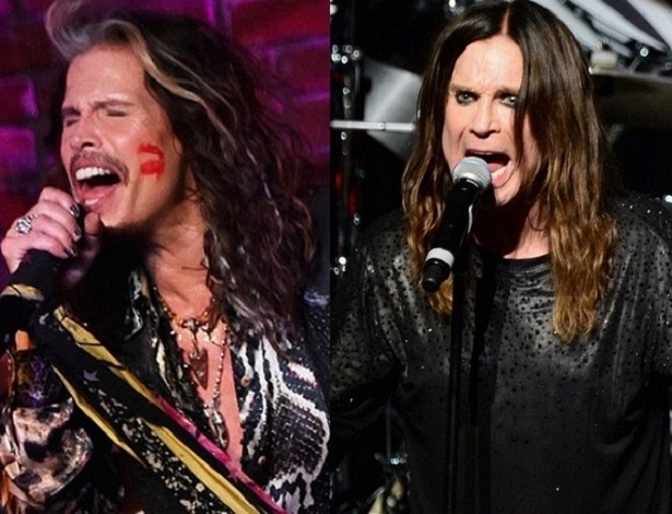 Os vocalistas Steven Tyler, do Aerosmith, e Ozzy Osbourne, do Black Sabbath - Getty Images/Montagem