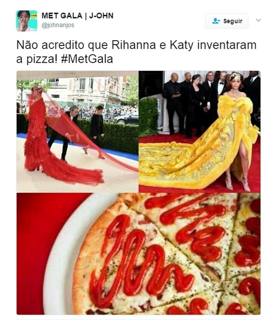 Look da Katy Perry é um dos mais comentados na internet. Neste meme, o internauta também citou Rihanna - Reprodução/Twitter