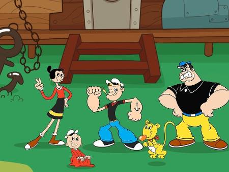 Nova versão animada do desenho Popeye, criada para o YouTube; mais jovem, marinheiro agora tem cabelo e Brutus não tem barba - Divulgação