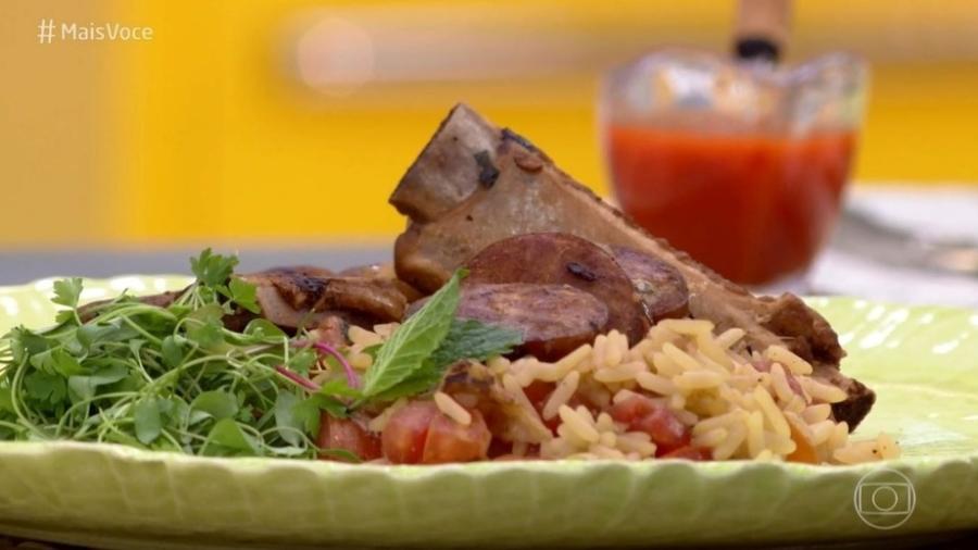 Arroz de forno com costelinha foi a receita feita hoje pela Ana Maria Braga no "Encontro" - Reprodução/TV Globo