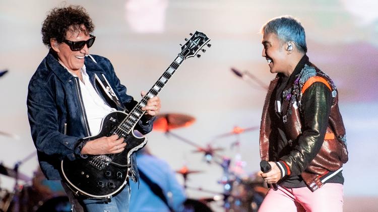 15.set.2024 - Journey se apresenta Palco Mundo na terceira noite do festival Rock In Rio 