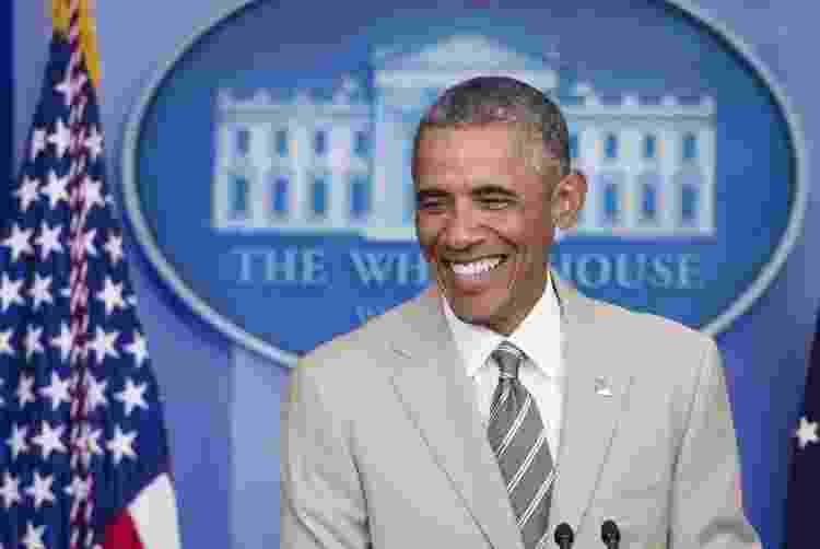 Barack Obama, em 2015, com o terno bege - Getty Images - Getty Images