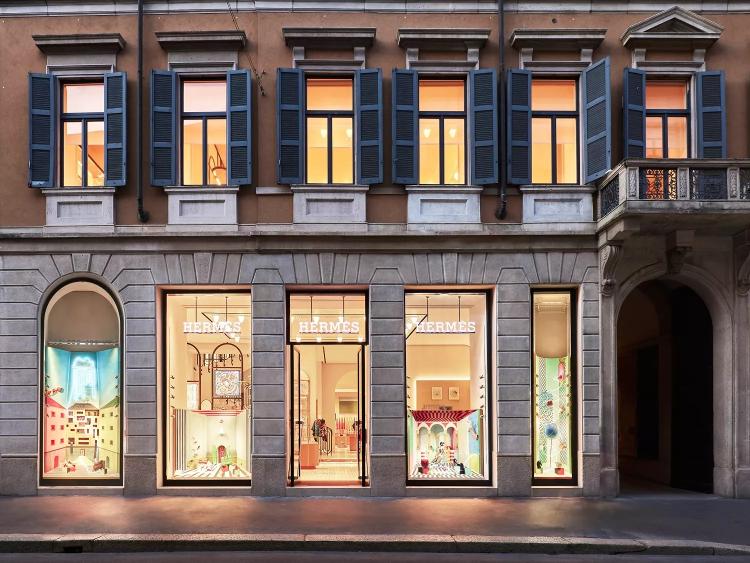 Boutique da Hermès em Milão, na famosa Via Montenapoleone, Quadrilátero da Moda