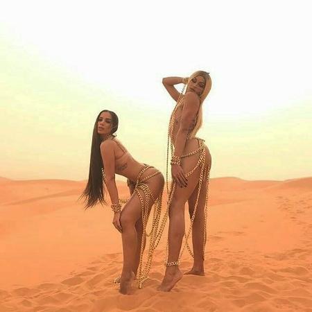 Anitta e Pablo Vittar gravam clipe no Deserto do Saara, no Marrocos - Reprodução/Instagram Anitta