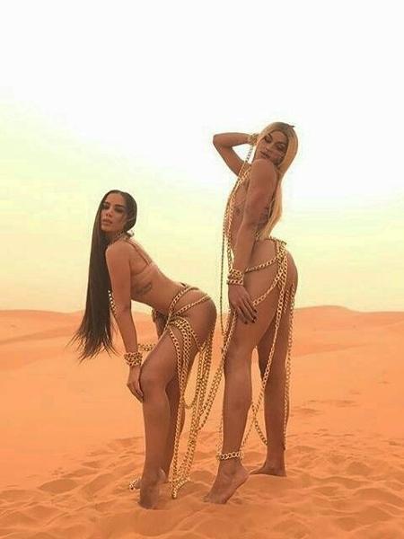 Anitta e Pablo Vittar gravam clipe no Deserto do Saara, no Marrocos - Reprodução/Instagram Anitta