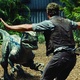 Chris Pratt tenta controlar os velociraptors em cena de Jurassic World - Divulgação