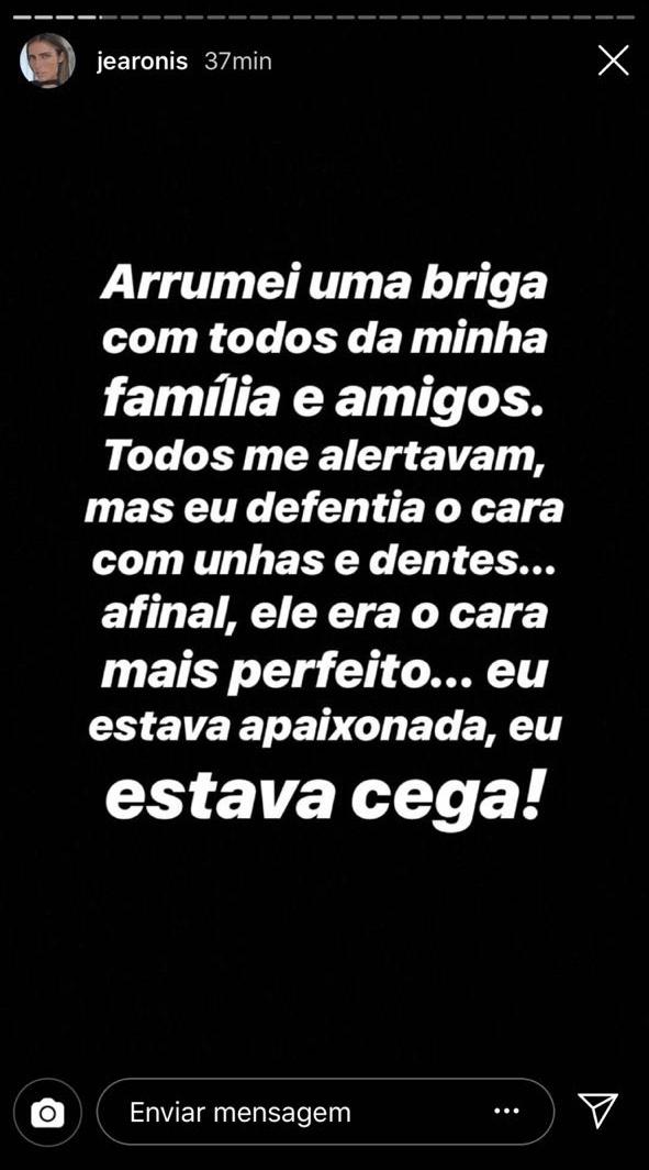 Stories @jearonis - Reprodução Instagram