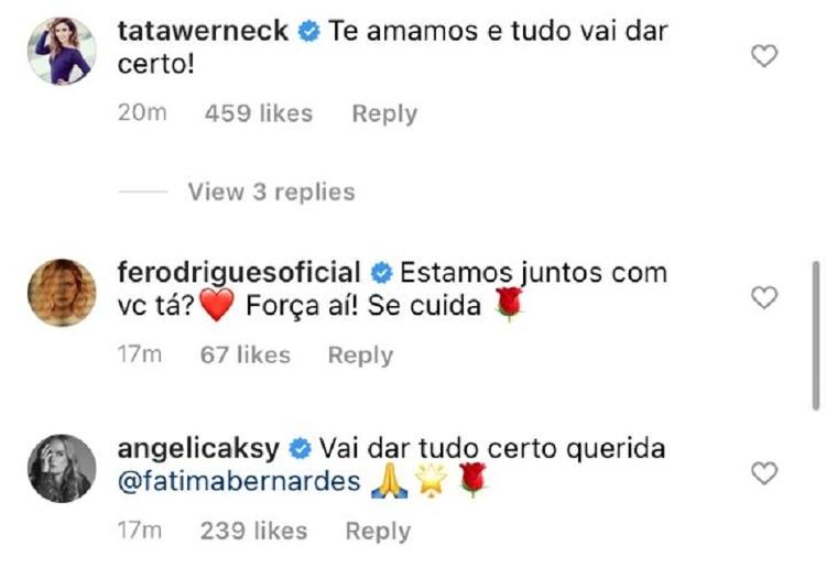 Fátima Bernardes está com câncer; Famosos comentam (5) - Reprodução/Instagram - Reprodução/Instagram