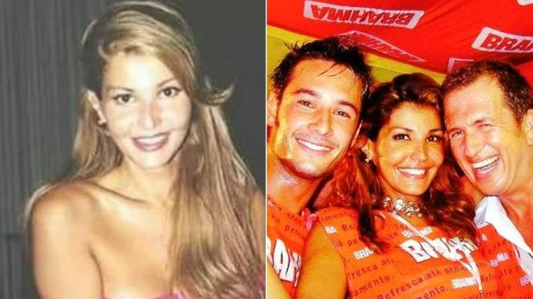 Roberta Close nos anos 1990, posando como modelo e no carnaval, ao lado de Rodrigo Santoro e Mario Testino - Reprodução/Facebook - Reprodução/Facebook
