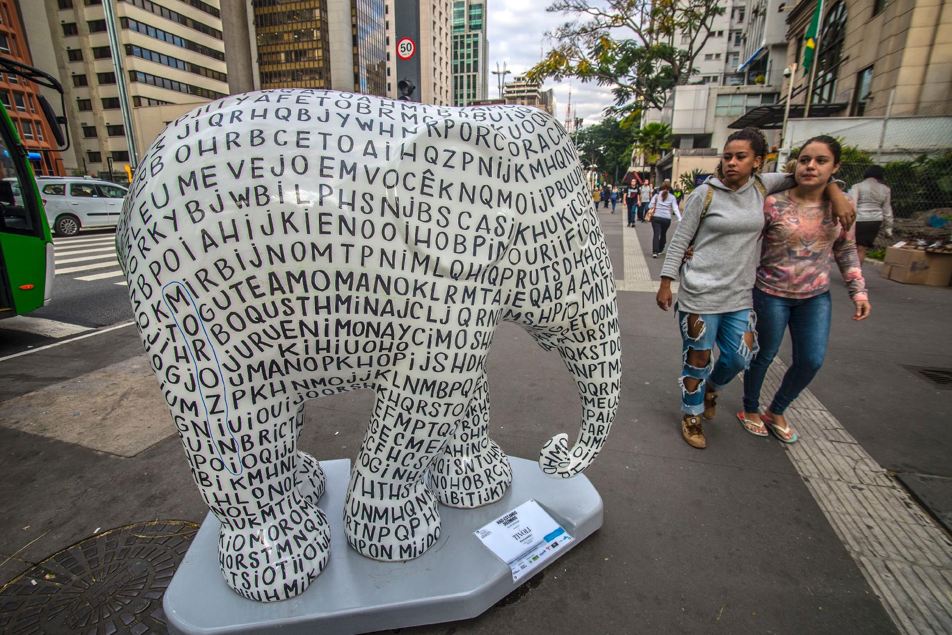 Obra da Elephant Parade, que chegou a São Paulo nesta terça (1°) - Cris Faga/Fox Press Photo/Estadão Conteúdo