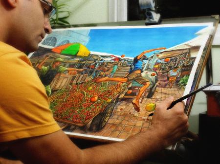 Gidalti Moura Jr. trabalha na arte da capa de "Castanha do Pará", obra que acabou censurada em mostra de shopping de Belém - Reprodução/Facebook