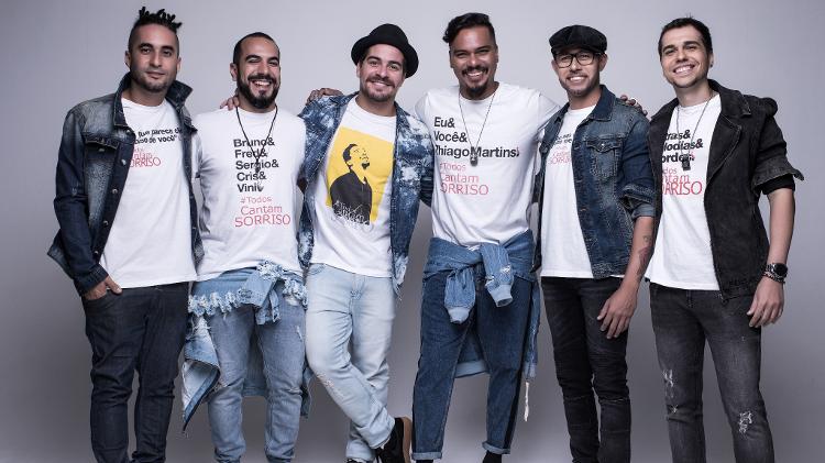 Bruno Cardoso com Thiago Martins e os outros integrantes do Sorriso Maroto - Divulgação - Divulgação