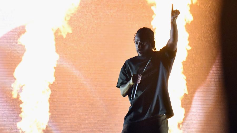 Kendrick Lamar durante show em Denver, nos Estados Unidos - Jeff Kravitz/FilmMagic