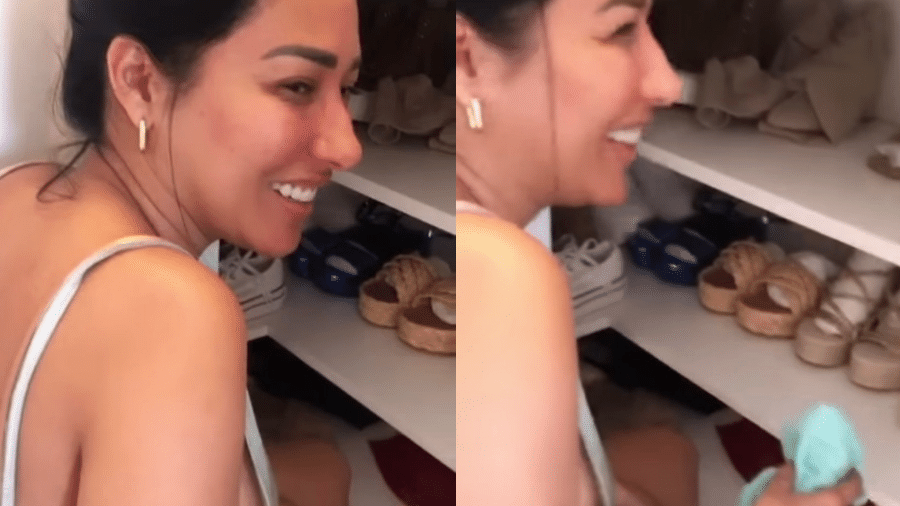 Simaria foi filmada na faxina de armário pela filha Giovanna, se divertindo com a situação - Reprodução/Instagram/@simaria