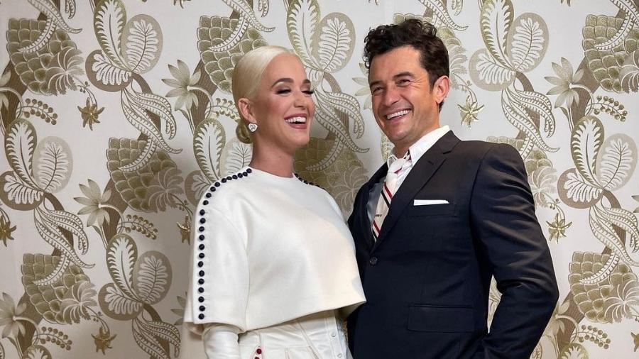 Katy Perry e o noivo, Orlando Bloom, na posse de Joe Biden - Reprodução/Instagram
