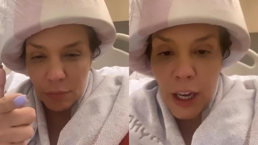 Simony usa touca gelada para evitar queda de cabelo durante quimioterapia - Reprodução/Instagram
