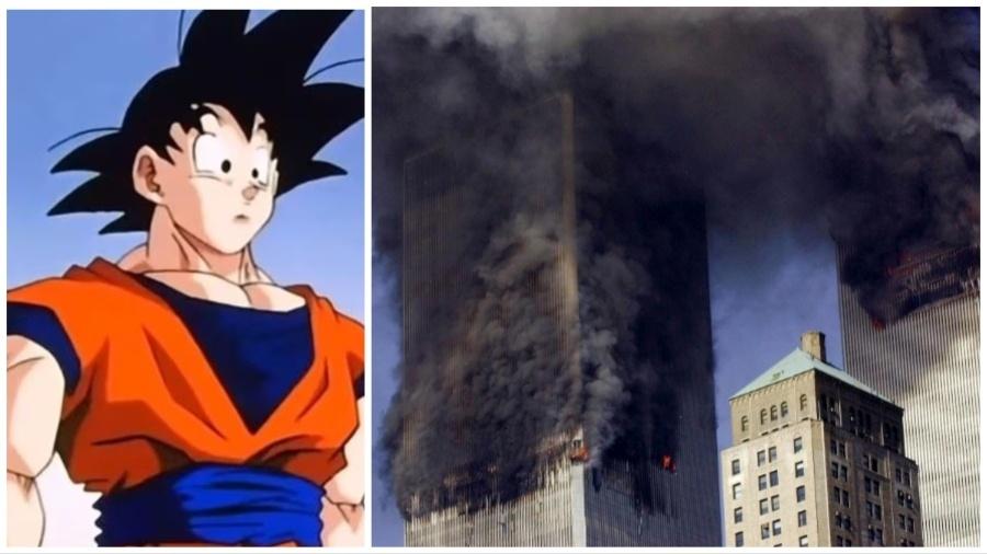 É falso que o Plantão da Globo tenha interrompido exibição do desenho "Dragon Ball Z" para noticiar atentado às Torres Gêmeas