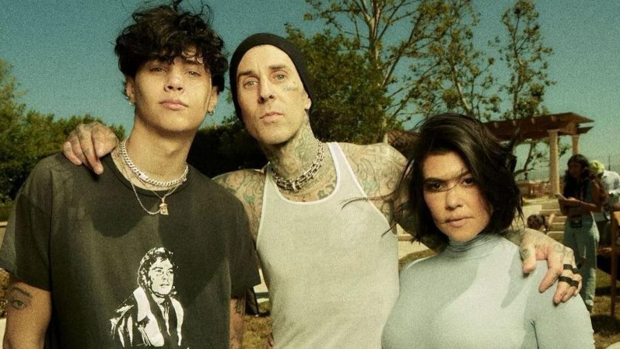 Landon, o pai, Travis Barker, e a madrata, Kourtney Kardashian