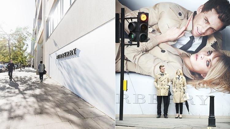 A loja da Burberry e um anúncio da marca, em Londres - Divulgação/VisitBritain/Getty Images