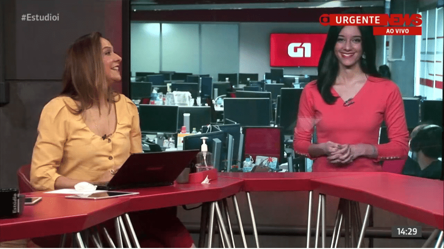 A apresentadora Maria Beltrão, da GloboNews, conversa com Luiza Tenente, do G1 em 1 Minuto - Reprodução/GloboNews