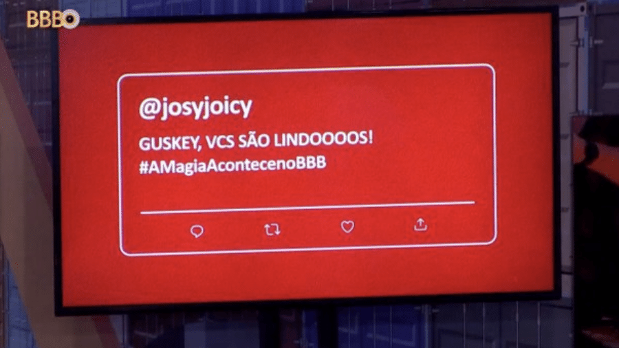 BBB 23: Em festa, tweet revela apelido do casal Gustavo e Key - Reprodução/Globoplay