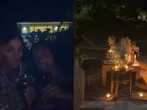 Ludmilla e Brunna Gonçalves curtem jantar à luz de velas no Caribe