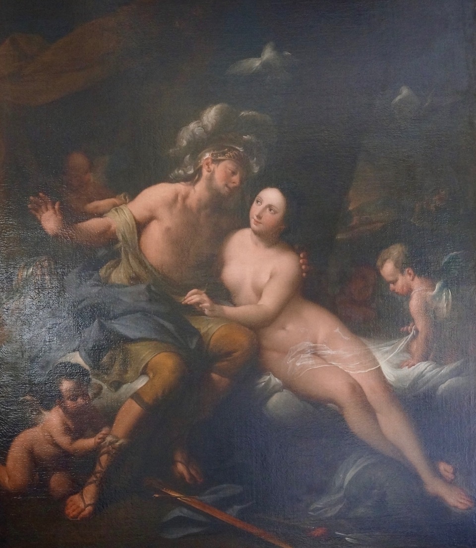 "Mars et Venus" atribuído a Charles Le Brun (1619 - 1690) - Trata-se do principal pintor da corte do Rei Luís 14, para quem trabalhou na decoração do palácio de Versalhes, além de ser o fundador e diretor da Academia Real de Pintura e Escultura. Tela 168 x 148 cm. Lance inicial: R$ 450 mil - Divulgação
