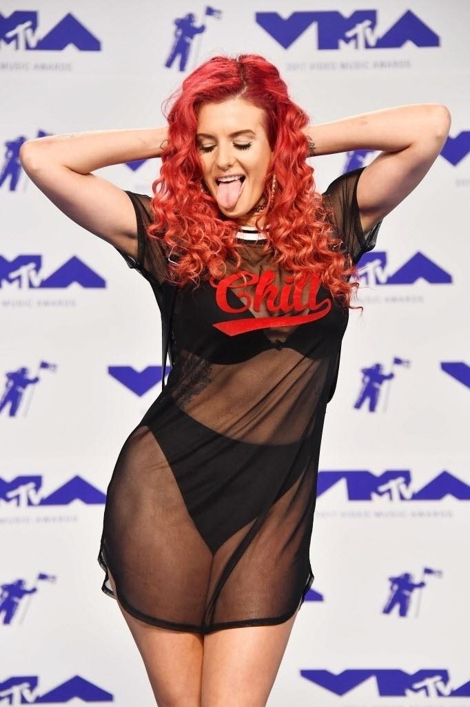 A cantora Justina Valentine sensualiza no VMA 2017 - Frazer Harrison/Getty Images/AFP
