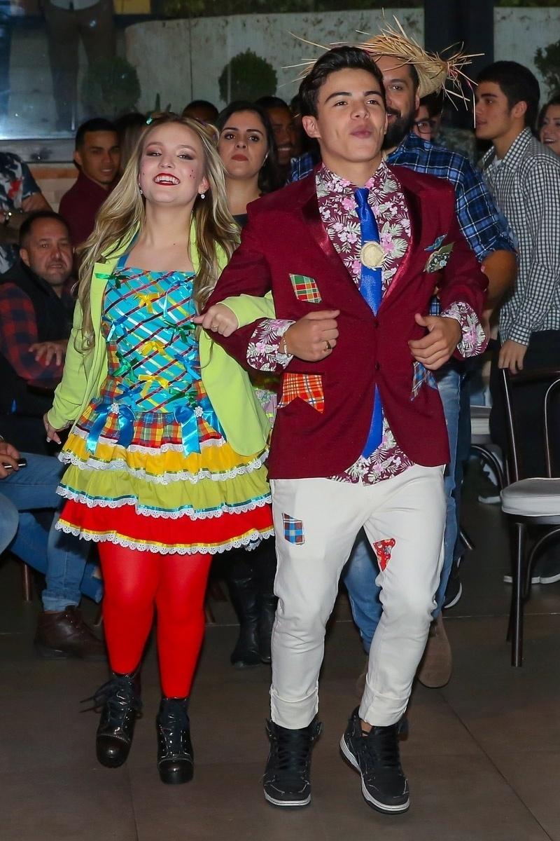 Thomaz Costa comemora aniversário com festa junina realizada no Espaço Aya, em São Paulo. O ator de "Carrossel", que completou 17 anos, dançou quadrilha com a ex-namorada, Larissa Manoela - Manuela Scarpa/Brazil News