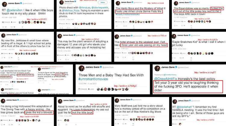 Comentários polêmicos do diretor James Gunn no Twitter - Reprodução - Reprodução