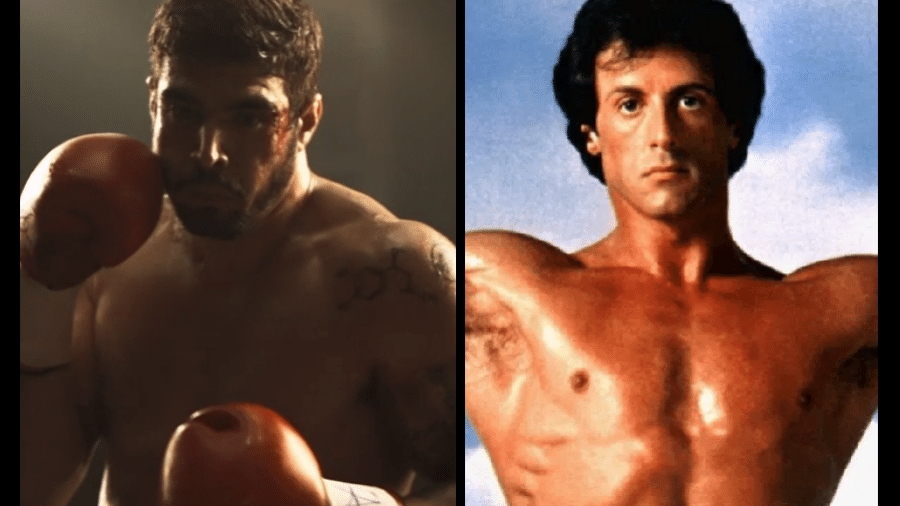 Rock (Caio Castro) e Rocky Balboa (Sylvester Stallone) - Reprodução/Montagem
