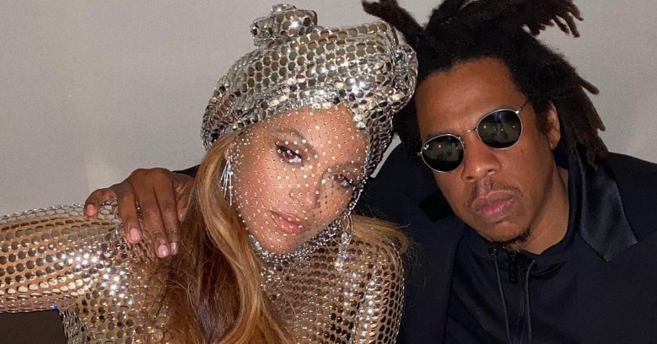 Beyoncé e Jay-Z na noite do Grammy Awards 2021
