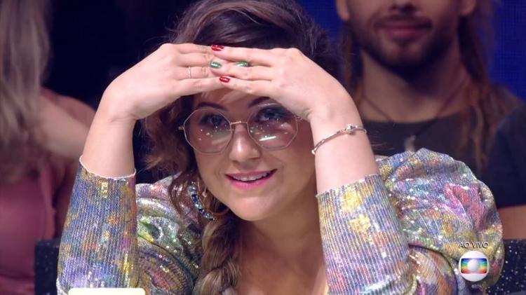 Maria Rita após ouvir Como Nossos Pais na voz de Helga Nemetik no PopStar - Reprodução/TV Globo - Reprodução/TV Globo