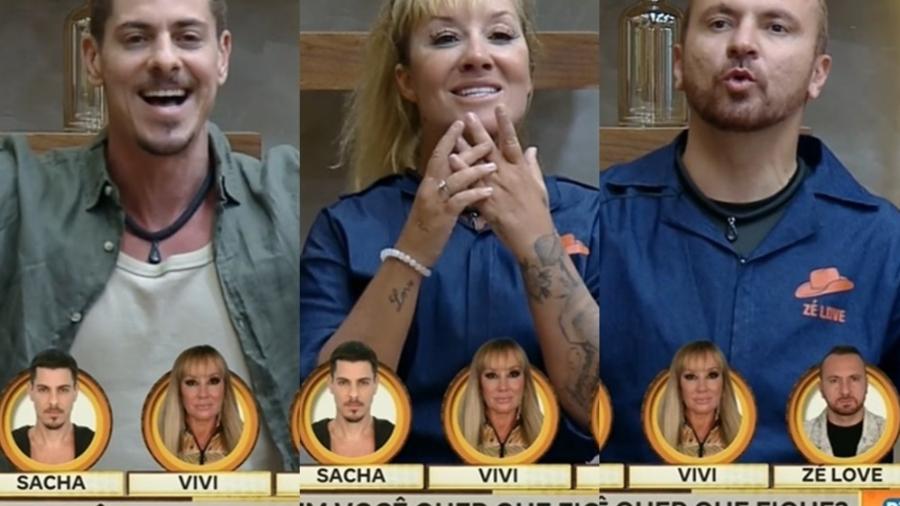 A Fazenda 16: Sacha, Vivi e Zé Love pedem votos para ficar no programa - Reprodução/PlayPlus