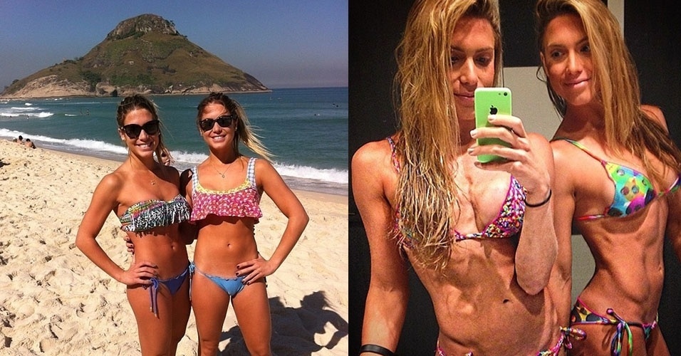 4.ag.2015 - As gêmeas do nado sincronizado Bia e Branca Feres postaram no Instagram em que aparecem de biquínis exibindo um corpo magro definido