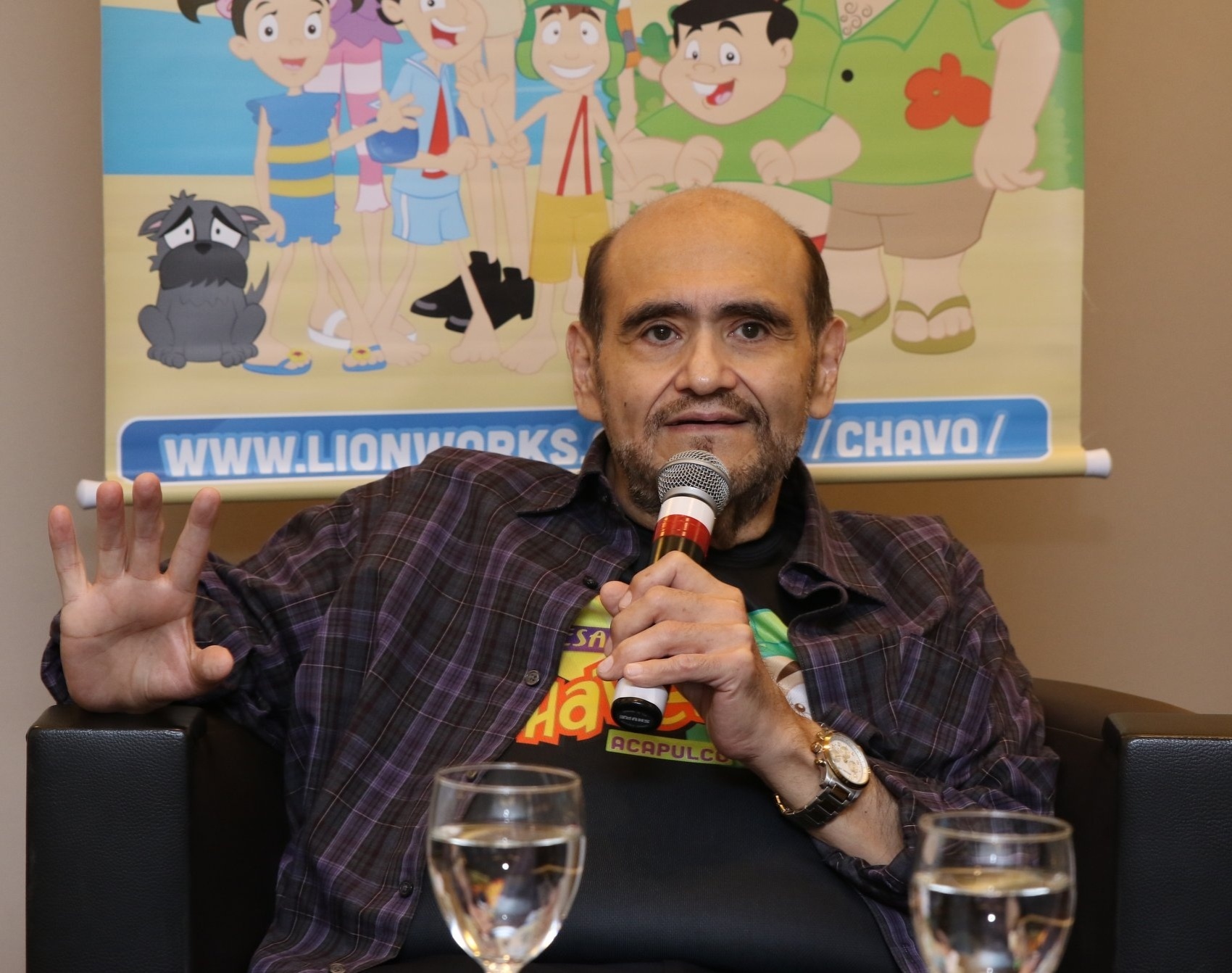 13.out.2015 - O ator mexicano Edgar Vivar, o Sr. Barriga da série "Chaves", lança o aplicativo "Desafio do Chaves: Acapulco" em São Paulo - Thiago Duran/AgNews